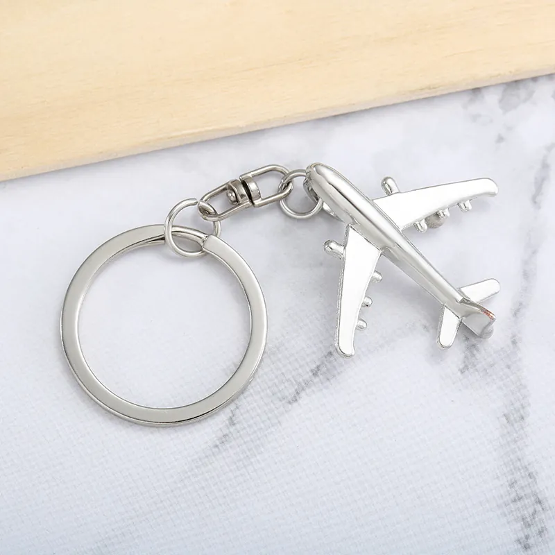 Portachiavi Modello Aereo 3D Miniatura Lega Di Zinco Anello Per Pendente Borsa Regalo Creativo Argento