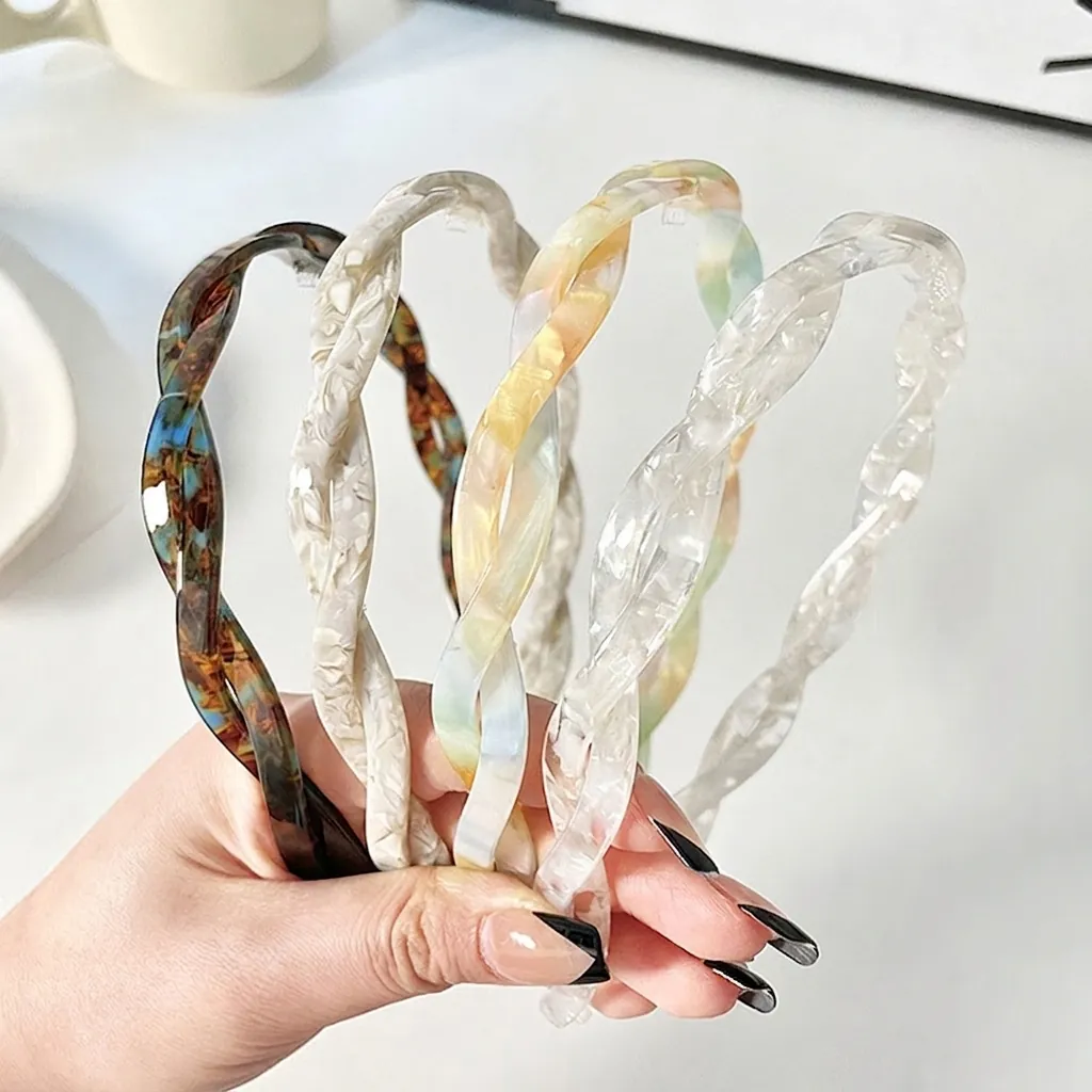 Acetate Twisted Headband For Women Thin Woven Hair Hoop With Anti Slip Teeth Elegant French Style Hair Accessories