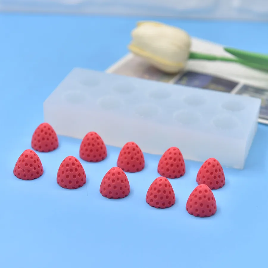 Strawberry Shaped Silicone Mold Multi Cavity DIY Crafting Cake Baking Soap Candle Making Realistic Texture Handcraft Tool