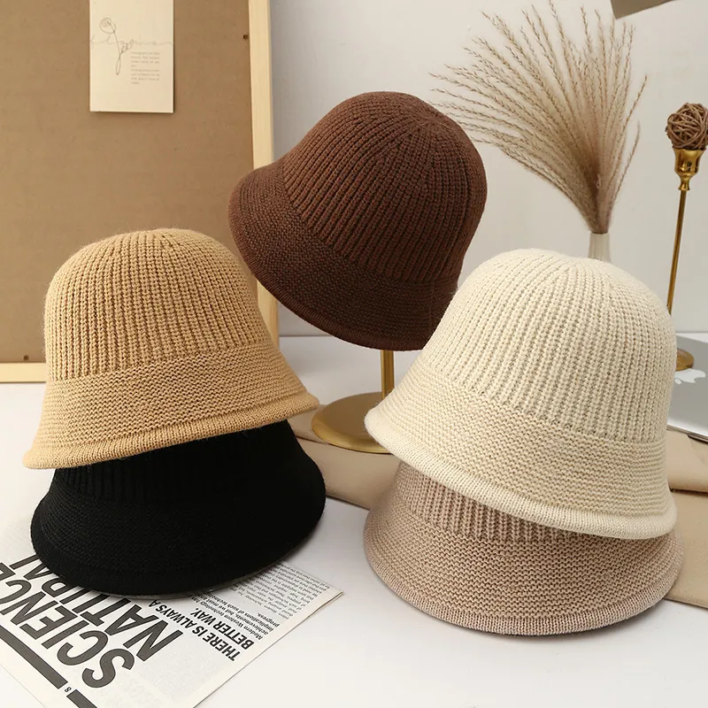 Chapeau Cloche Tricoté Femmes Chaud Épais Polyester Pêcheur Couleur Unie Automne Hiver Décontracté