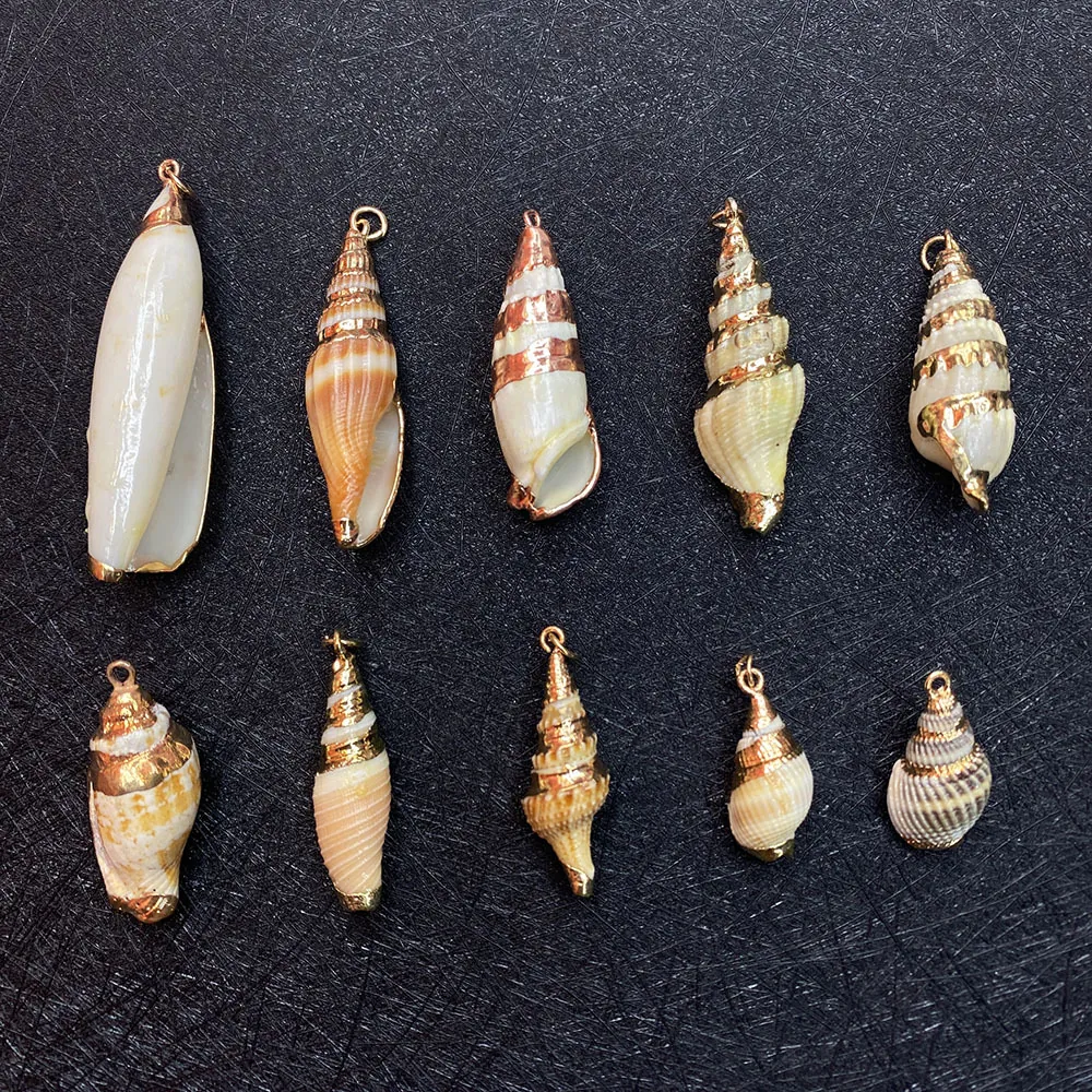 Natural Shell Conch Pendants Gold Edged Charms For DIY Jewelry Making Necklace Earring Supplies Elegant Bohemia