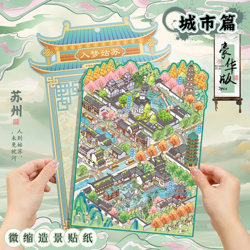 DIY Miniature Scenery Stickers PET Waterproof Cartoon Landscape Decoration For Scrapbooking Journaling Cute Aesthetic