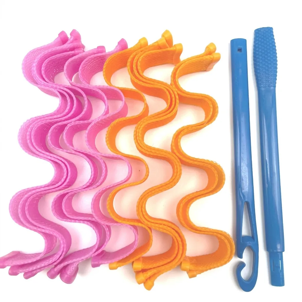 Heatless Hair Rollers Spiral Wave Curler No Heat Styling Tools With Hook Water Ripple Plastic DIY Hair Accessory