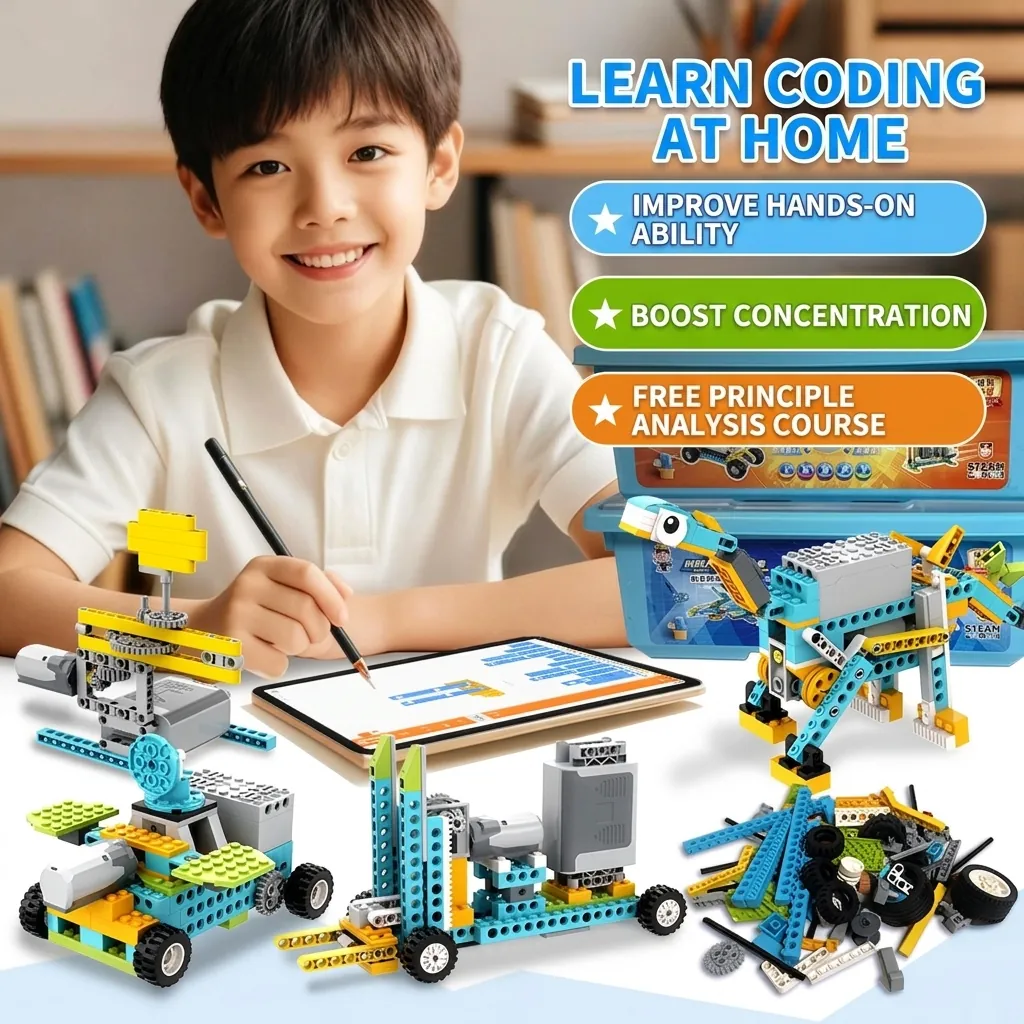 Electric Programming Robot Building Blocks Motorized STEAM Learning Science Toy Mechanical Gear DIY Projects For Kids
