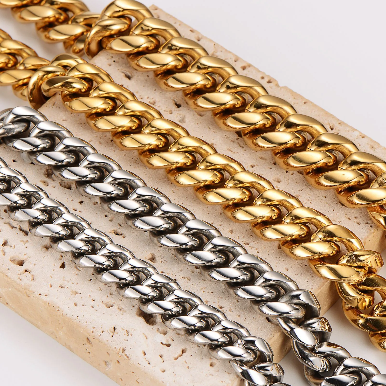 Collana E Bracciale A Maglia Cubana In Acciaio Inossidabile 304 Gioielli A Catena Grossa Hip Hop Per Uomini