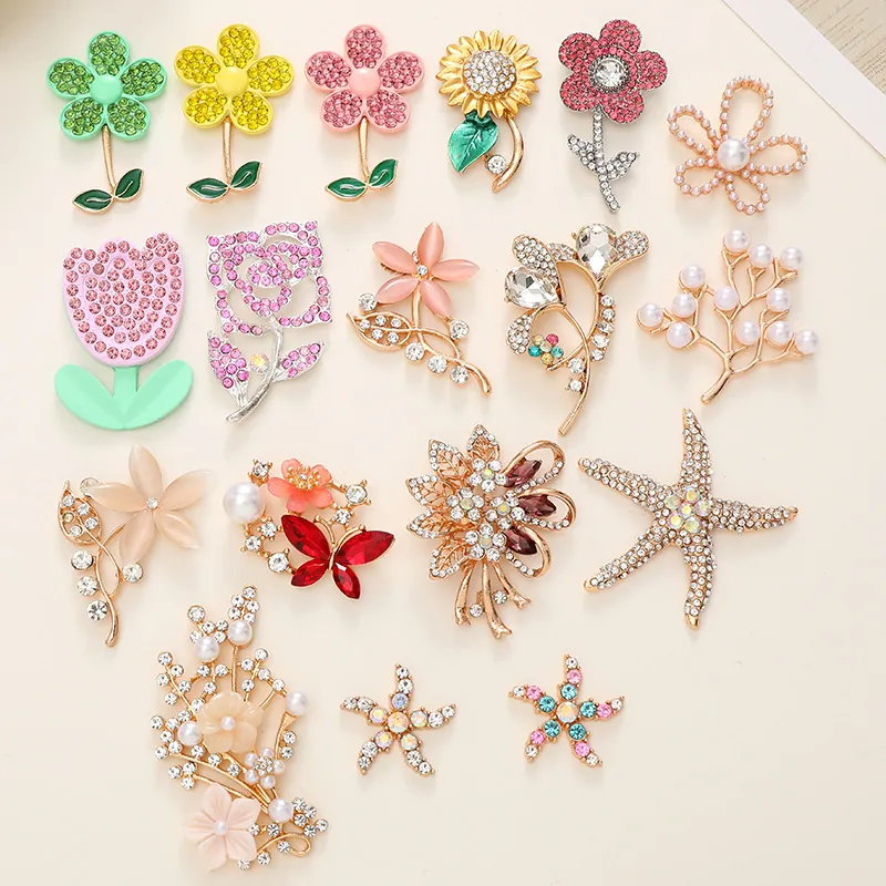 DIY Jewelry Findings Zinc Alloy Rhinestone Faux Artificial Pearl Decorative Accessories For Phone Case Shoe Sunflower Starfish