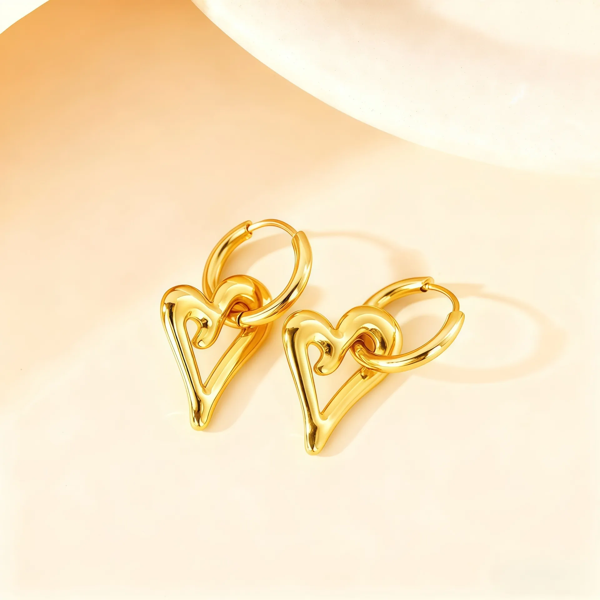 Titanium Steel Hoop Earrings For Women Minimalist Geometric Heart Star Flower Pendant Earrings Gold Silver Plated Jewelry
