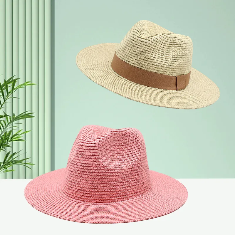 Cappello Fedora In Paglia Estiva Carta Panama Spiaggia Protezione Solare Traspirante Vacanze Jazz Esterno Donna Uomo