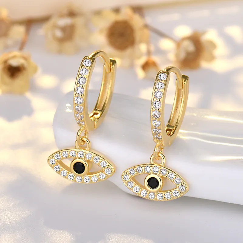Orecchini A Cerchio Malocchio Rame AAA Zircone Pendenti Moda Bohémien Gioielli Portafortuna Per Donne Ragazze