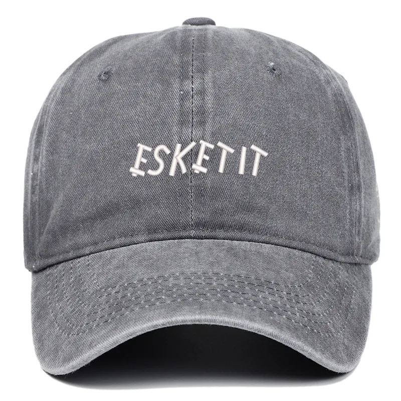 Washed Cotton Baseball Cap Retro Distressed Letter Embroidery Hip Hop Casual Adjustable Hat