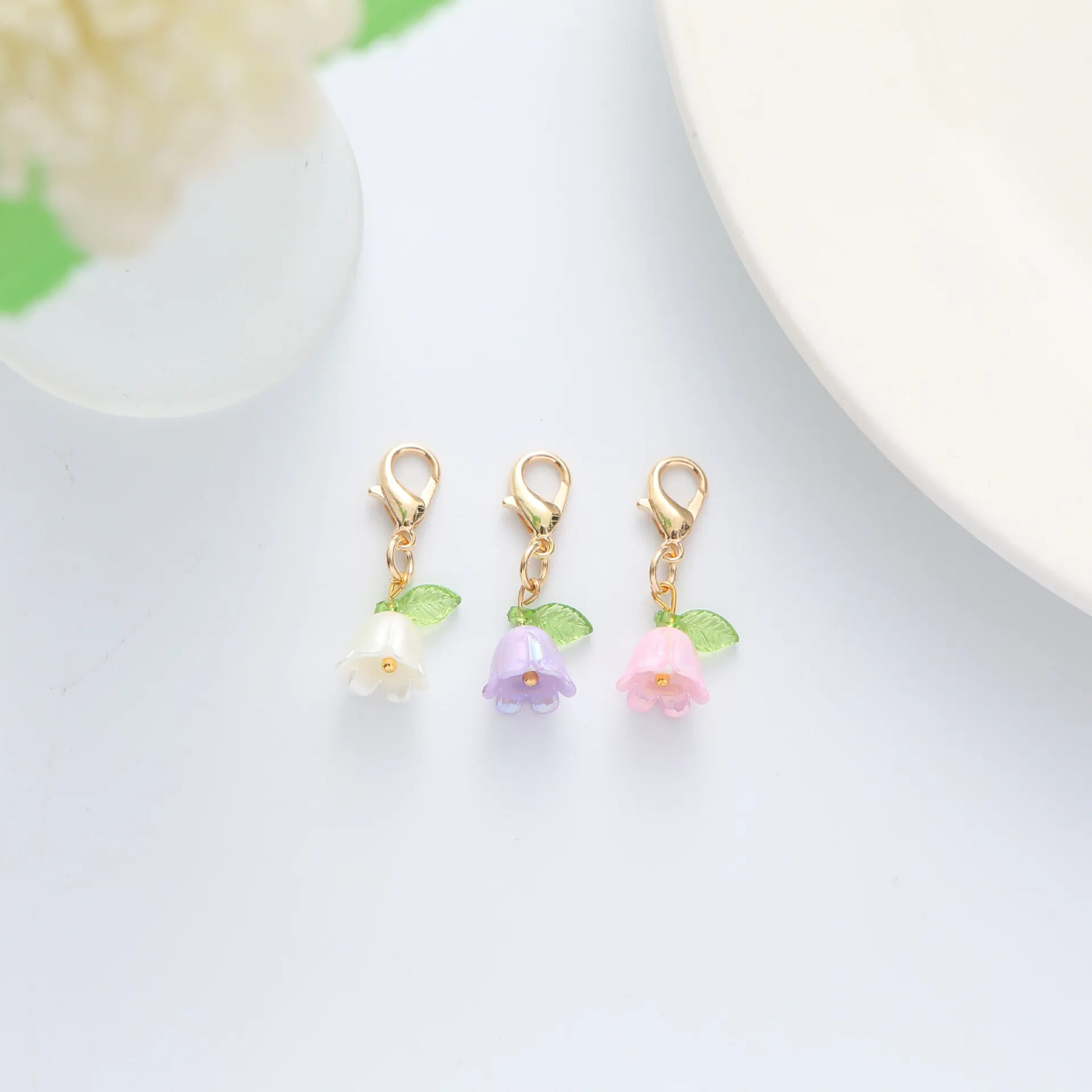 Flower Keychain Enamel Zinc Alloy Floral Charm For Bag Pendant Heart Lobster Clasp Cute Fresh Jewelry Accessory