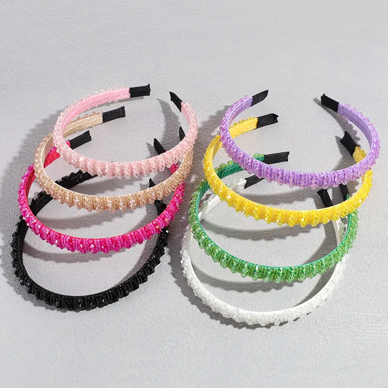 Beaded Headband Colorful Crystal Rhinestone Handmade Vintage Fashion Hair Hoop For Women Hair Accessories