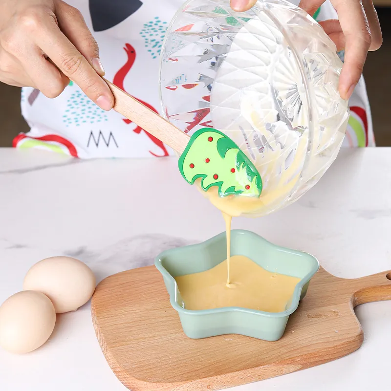 Christmas Silicone Spatula With Beech Wood Handle Heat Resistant Cream Butter Scraper Holiday Themed Baking Tools