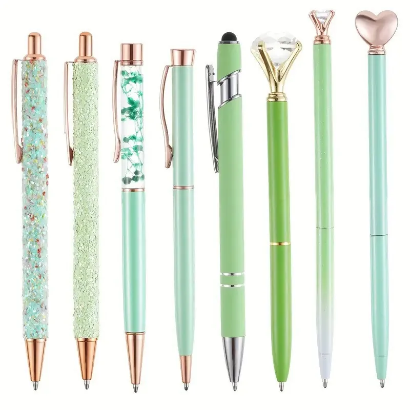Rose Gold Metal Ballpoint Pens Quicksand Crystal Diamond Crown Heart Decor Aesthetic Office School Stationery Gift