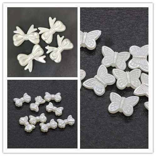 Pearlescent White Imitation Artificial Pearl Beads Butterfly Bowknot Heart Star Shape Resin Loose Beads For DIY Jewelry Making