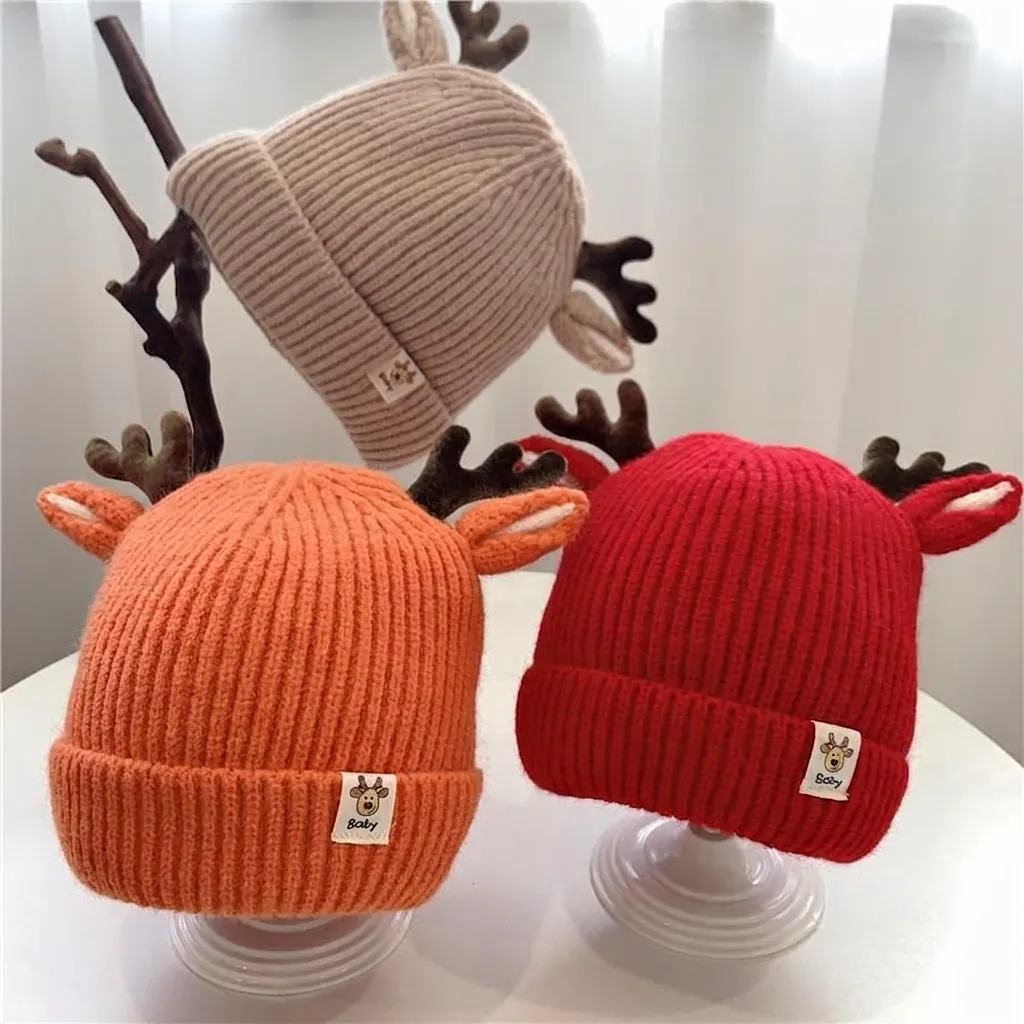 Bonnet En Tricot À Boiserie De Renne Pour Bébé Enfant Protection Des Oreilles Chaude D'hiver Pour Nourrissons