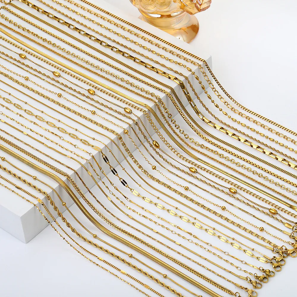 18K Vergoldet Edelstahl Schlangenkette Halskette Für Damen Mode Büroklammer Box Seil Kette Minimalistischer Schmuck Geschenk