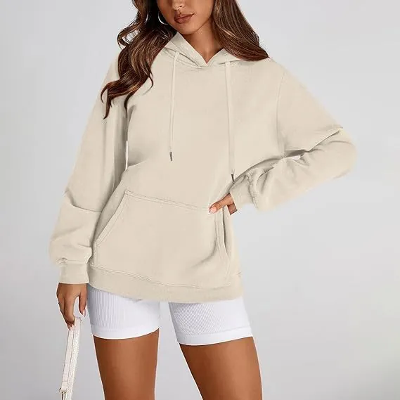 Sweat À Capuche Y2K Pour Femmes Sweat-Shirts Surdimensionnés Doublés En Polaire Épaule Tombante Poche Kangourou Pullover Décontracté