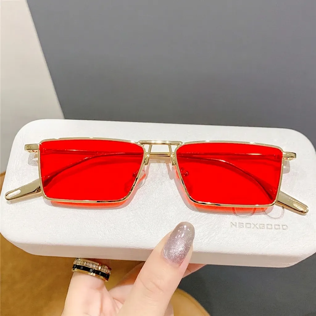 Retro Square Sunglasses Metal Frame Punk Rock Industrial Style UV Protection Eyewear Unisex