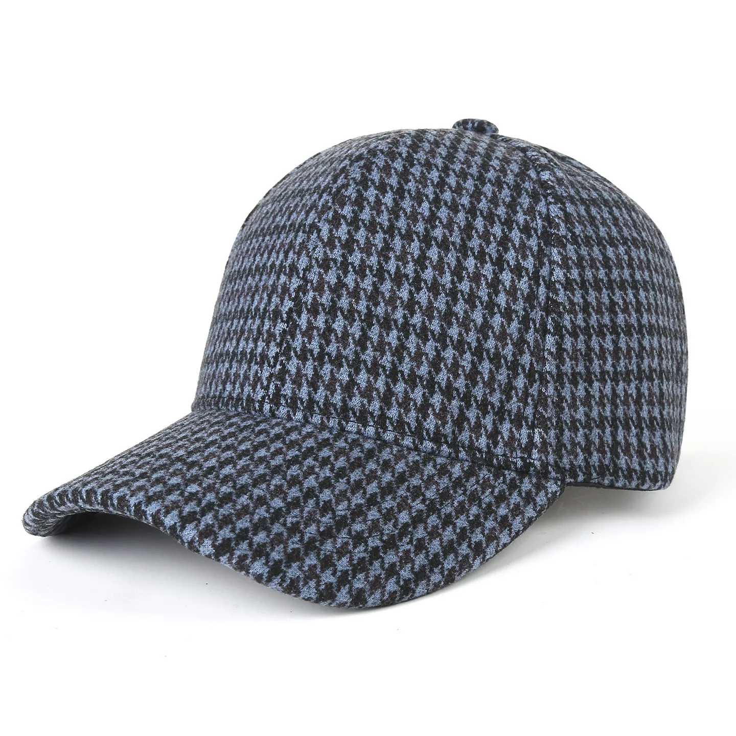 Houndstooth Baseball Cap Retro British Style Polyester Windproof Sunshade Adjustable Hat For Men Women