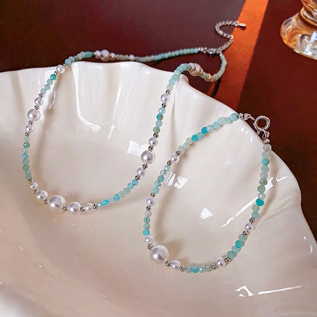 Collier Et Bracelet En Künstliche Perles D'Imitation Et Pierre Naturelle Bijoux Bohèmes Minimalistes Élégants Pour Femmes