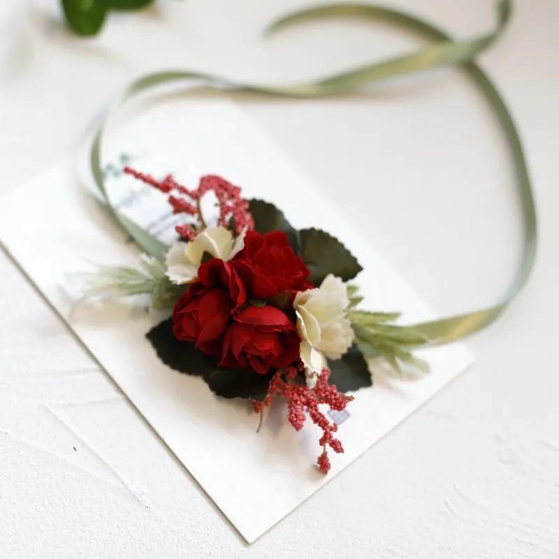 Flor De Simulación Para Novia Y Damas De Honor Flor De Muñeca Accesorios De Boda