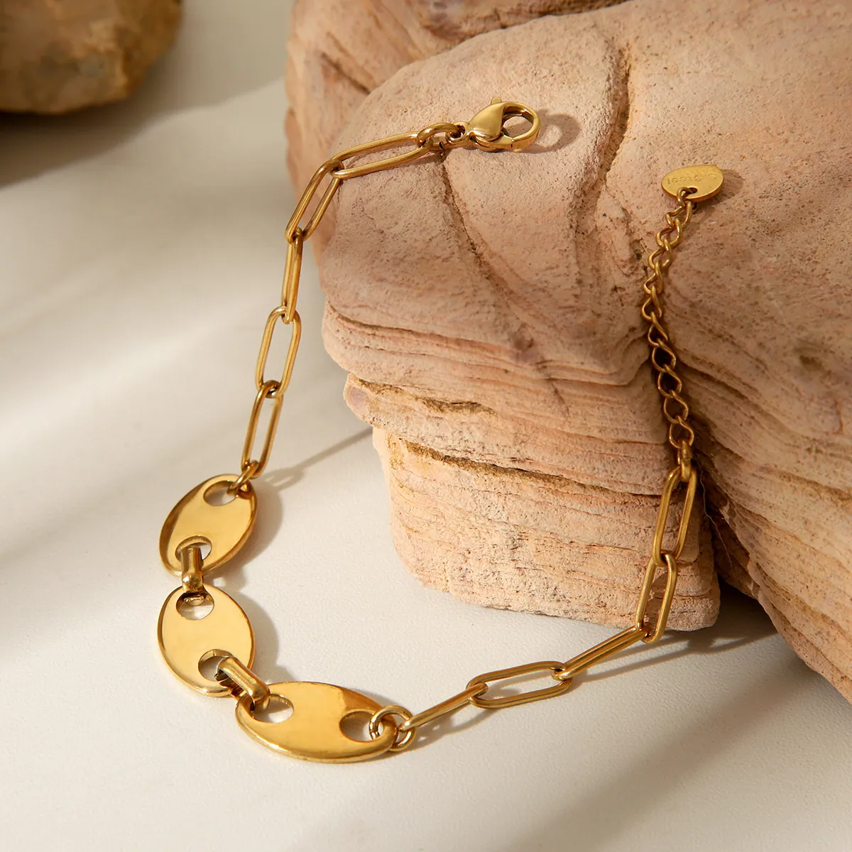 Bracciale Muso Maiale Acciaio Inossidabile Oro 18K Chicco Caffè Graffetta Regolabile Ciondolo Cuore Gioielli Donna Moda