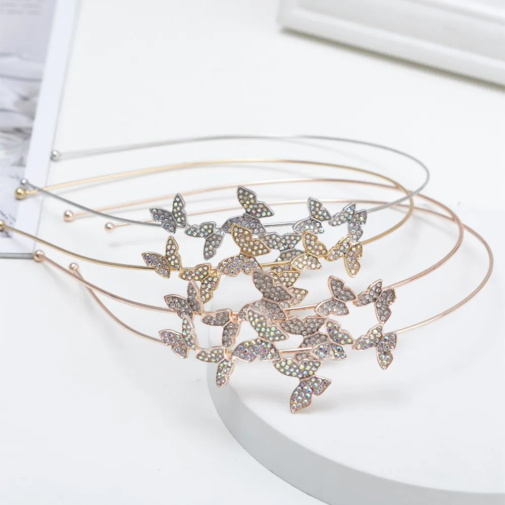 Butterfly Rhinestone Alloy Hair Hoop Headband Elegant Fashion Hair Accessory Women Sparkly Crystal Bridal Headpiece