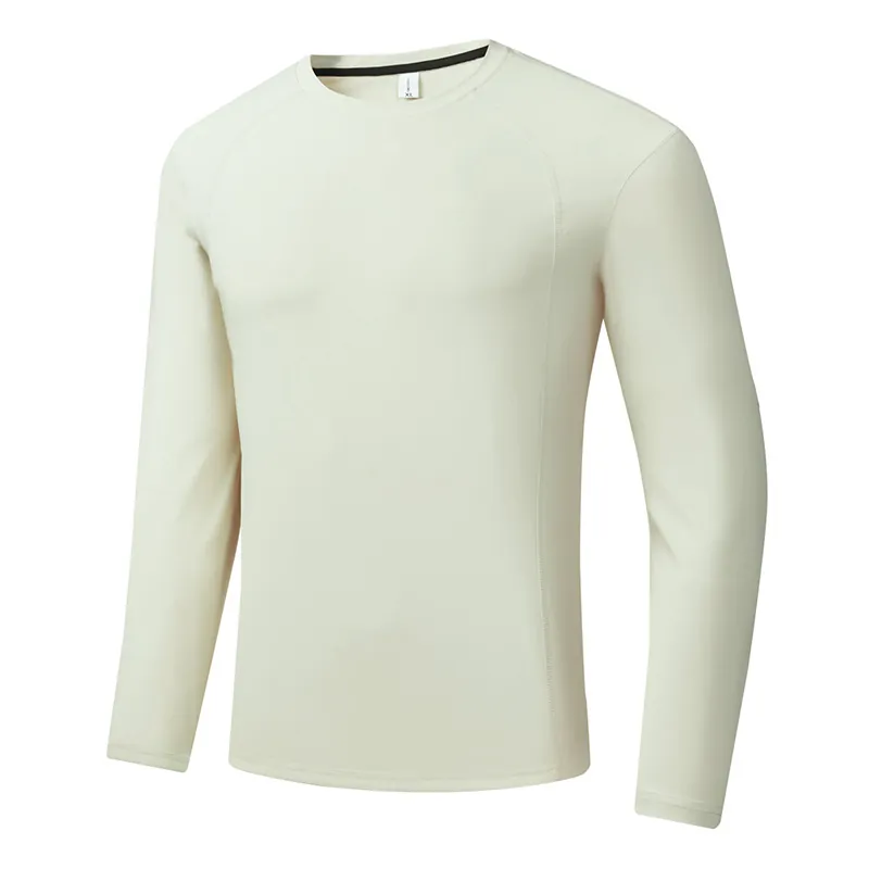 T-Shirt Homme Manches Longues Raglan Nylon Spandex Brossé Séchage Rapide Respirant Coupe Slim Sport Outdoor Base Layer