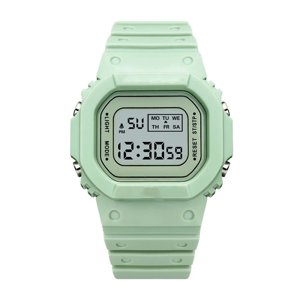 Teenagers Sports Digital Watch Square Electronic LED Waterproof Watch Silicone Strap Multi-Function Watch For Student Children