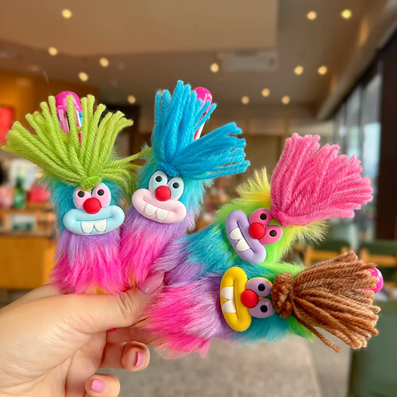 Creative Plush Monster Ballpoint Pen Colorful Yarn Retractable Buckteeth Rabbit Stationery For Students School Office