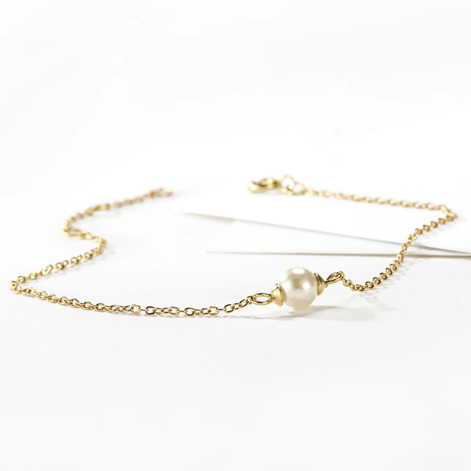 Minimalistisches Edelstahl Armband Mit Einzelner Weißer Künstliche Perle Verstellbare Kette Schmuck Für Damen Elegantes Geschenk