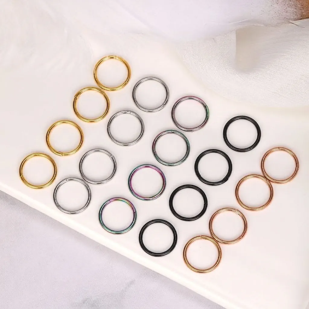 Hinged Segment Nose Ring Hoop Titanium Steel Piercing Jewelry Seamless Cartilage Earrings Unisex Minimalist Body Decor