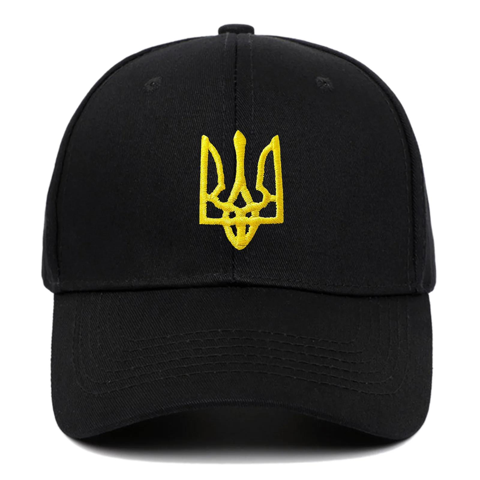 Baseball Cap Washed Cotton Embroidered Trident Symbol Adjustable Retro Style Breathable Sun Hat Men Women