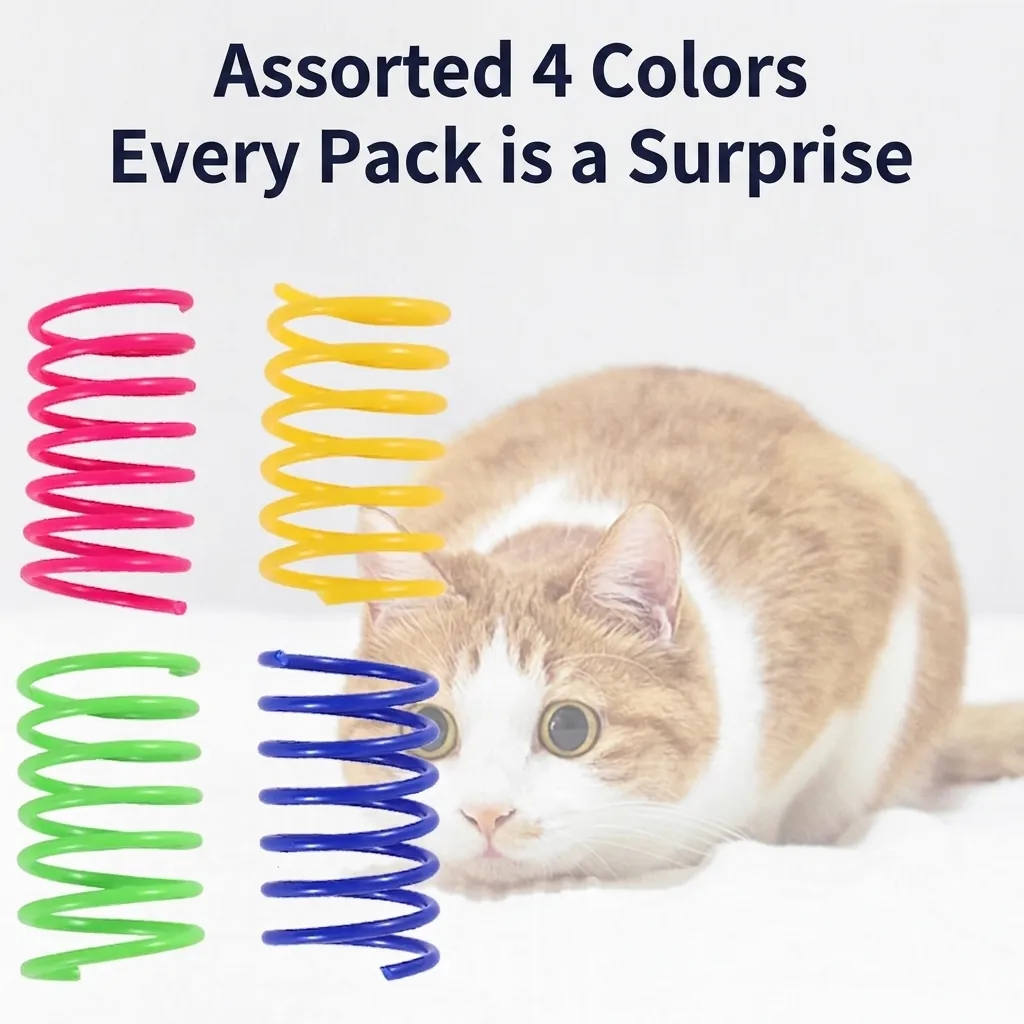 Colorful Plastic Spring Cat Toys Interactive Spiral Chasing Toy For Kittens Durable ABS Material