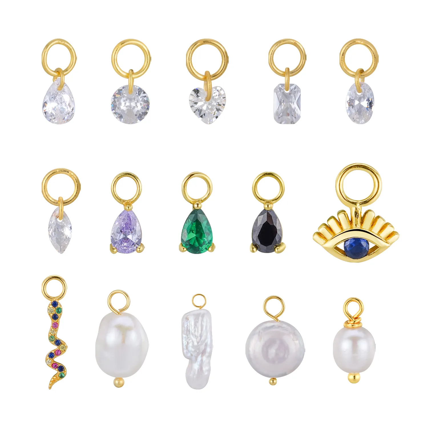 925 Sterling Silver Pendants DIY Jewelry Accessories With Cubic Zirconia Artificial Pearl Heart Snake Waterdrop Shape For Women