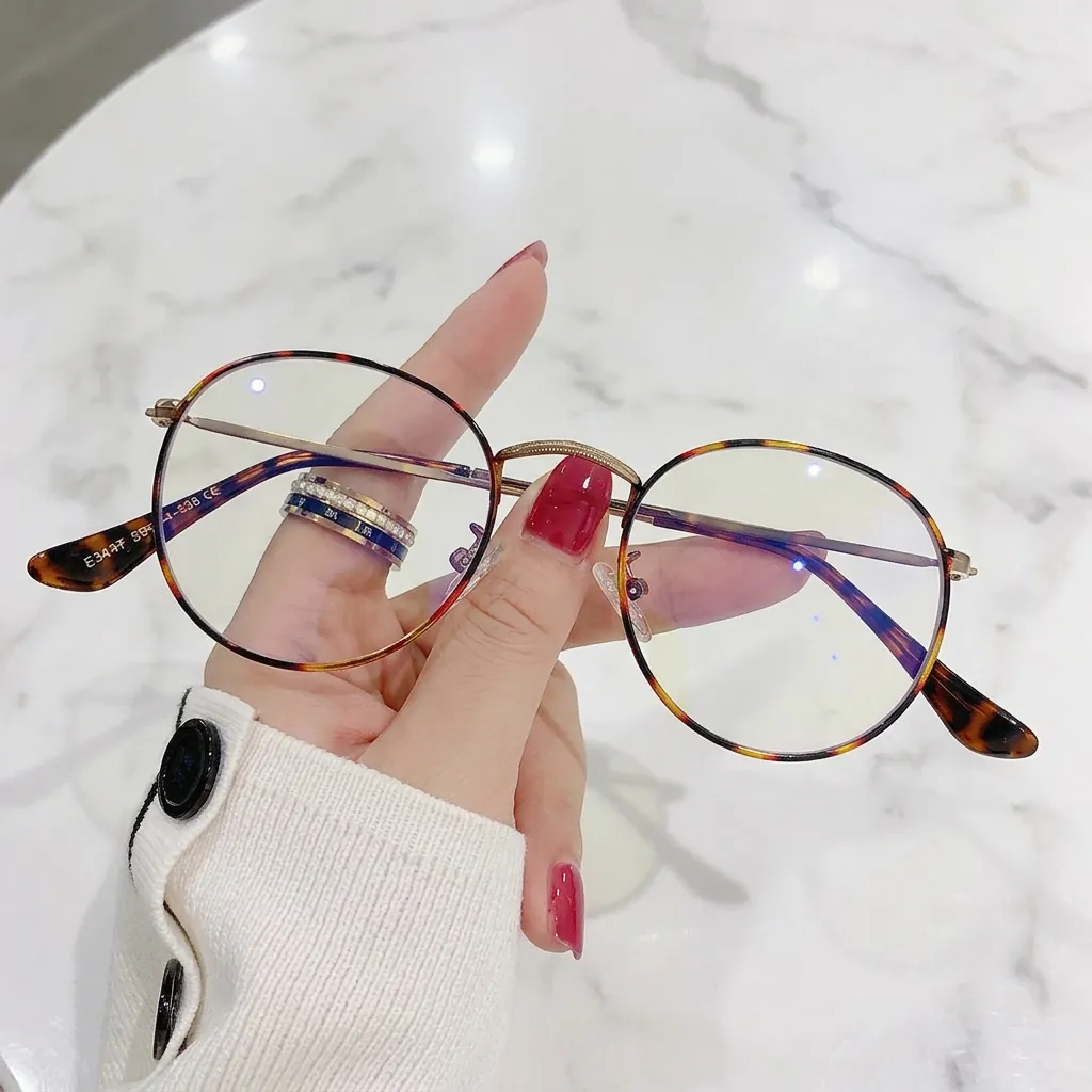 Retro Round Metal Frame Anti-Blue Light Glasses Optical Eyeglasses For Men Women Vintage Style