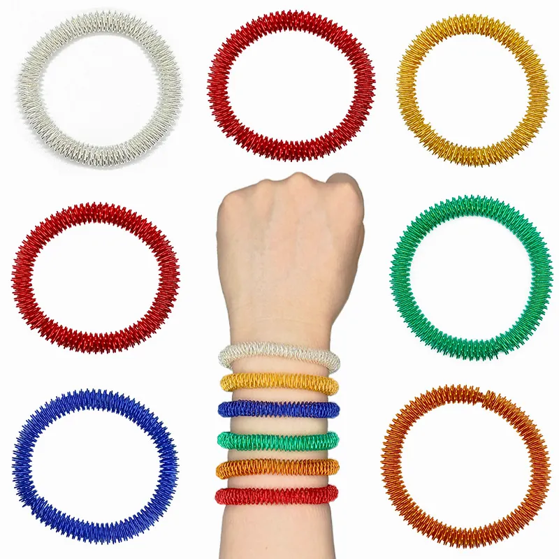 Acupressure Massage Rings Spring Metal Stress Relief Finger Wrist Sensory Fidget Toys For Adults Teens