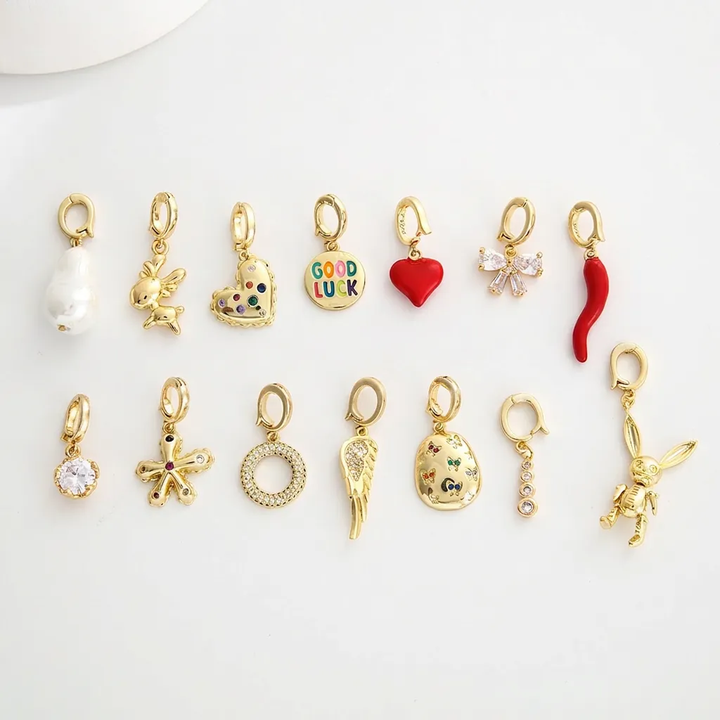 DIY Jewelry Charms 18K Gold Plated Copper Micro Pave Zircon Enamel Universal Clasp Pendant For Necklace Bracelet Crafting