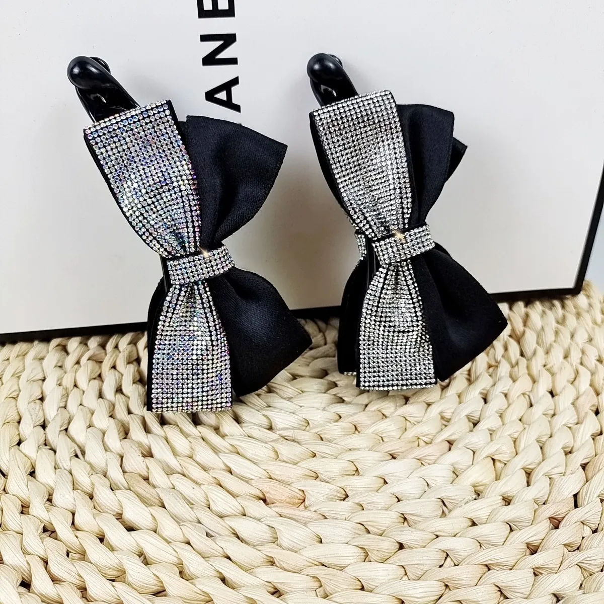 Fermaglio Per Capelli Banana Con Fiocco Retrò Francese Strass Tessuto Elegante Antiscivolo Porta Coda Di Cavallo Per Donne