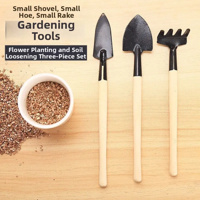 Mini Garden Tool Set 3 Piece Gardening Hand Tools With Wooden Handle Metal Head For Succulent Potted Plants