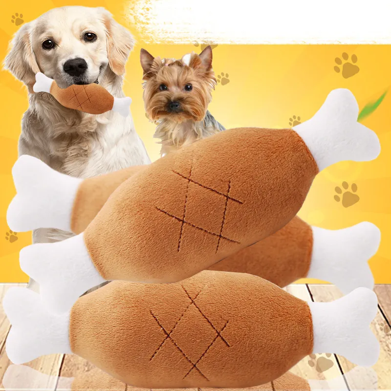 Plush Squeaky Pet Toy Bite Resistant Interactive Puppy Chew Toys For Dogs Cats Chicken Leg Carrot Shapes