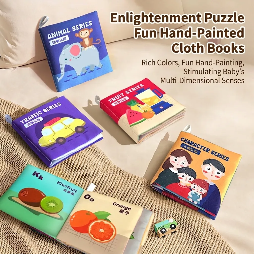 Soft Cloth Book Early Learning Crinkle Paper Toy Tear Resistant Washable Educational Sensory Fabric Books For Toddlers
