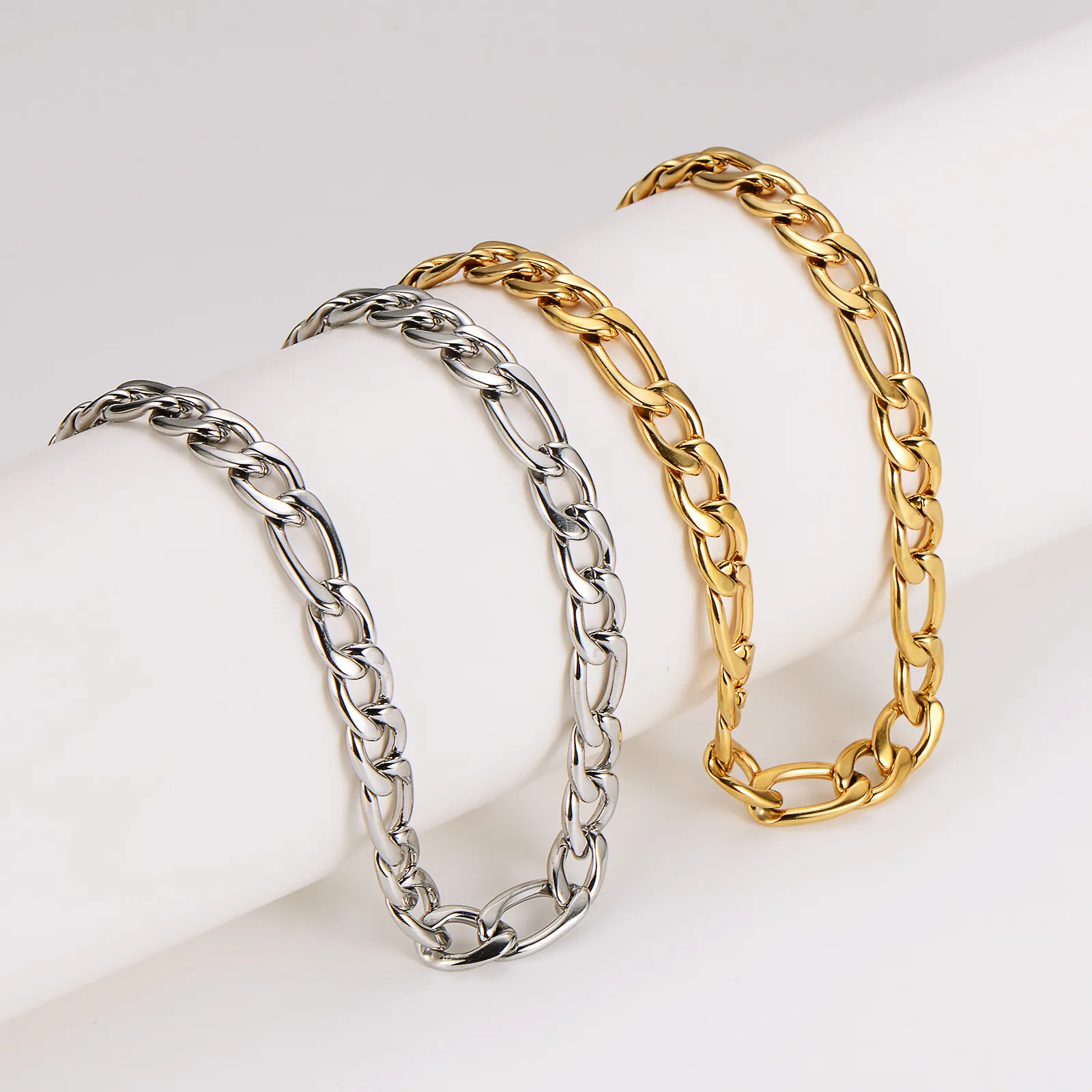 Figaro Chain Necklace 304 Stainless Steel Hip Hop Style Fashion Jewelry For Men And Women Durable Polished Finish