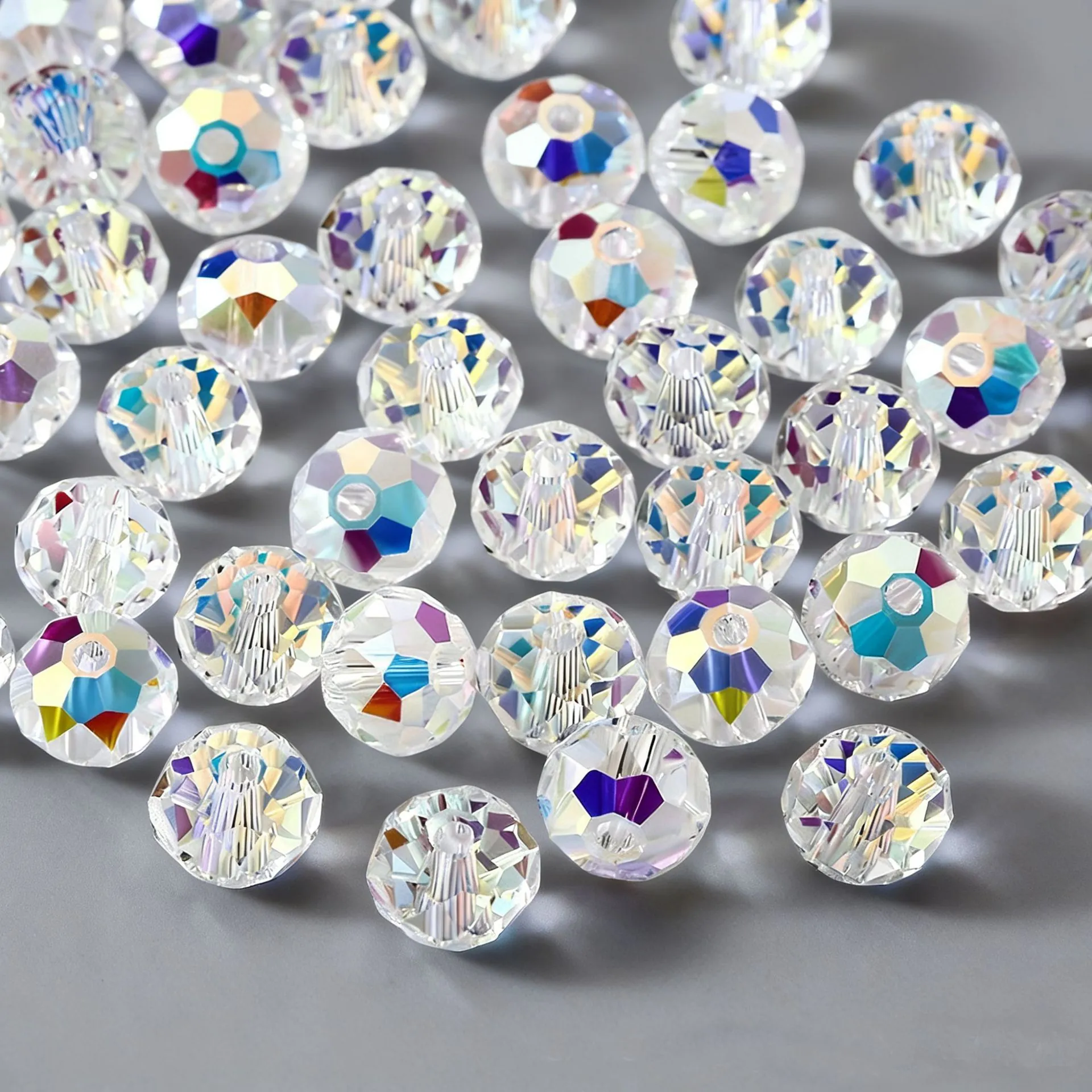 Faceted Glass Beads Crystal Aurora Borealis Polished Sparkling Loose Spacer For Jewelry Making DIY Crafts Handmade