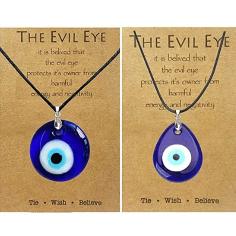 Collier Pendentif Mauvais Œil Verre Amulette Nazar Turque Bijoux De Protection Pour Femmes Hommes Avec Cordon Noir Réglable