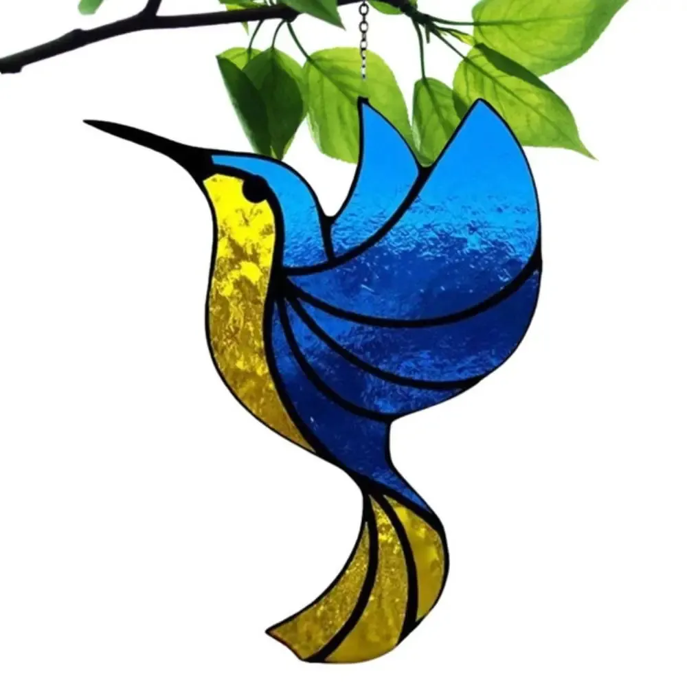 Hummingbird Suncatcher Acrylic Colorful Stained Glass Style Hanging Ornament Window Garden Decor Gift