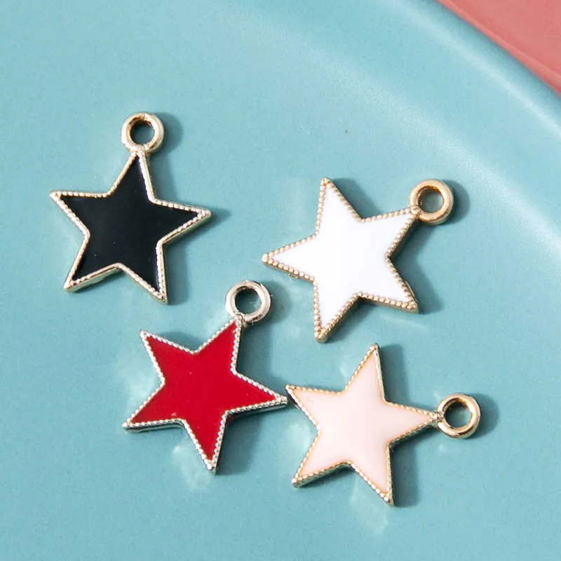Pentagram Star Charm Alloy Enamel Oil Drip DIY Jewelry Making Accessory For Bracelet Necklace Earrings Colorful Small Pendant