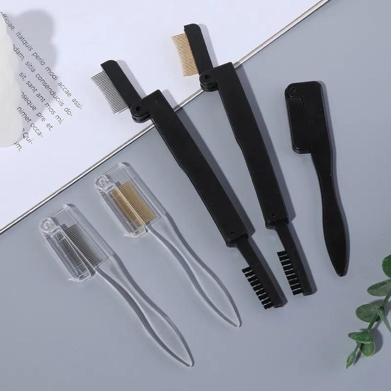 Peigne À Cils Et Brosse À Sourcils Dents En Acier Inoxydable Pliable Portable Métal Outil De Toilettage Double Pour Femmes