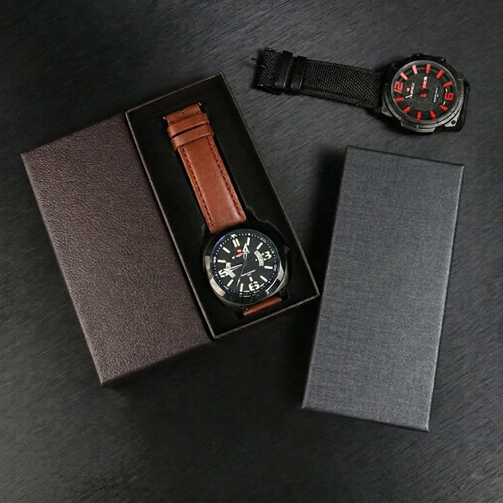 Rectangle Watch Packaging Box Cardboard Specialty Paper Gift Case With Sponge Liner For Watch Storage And Jewelry Display